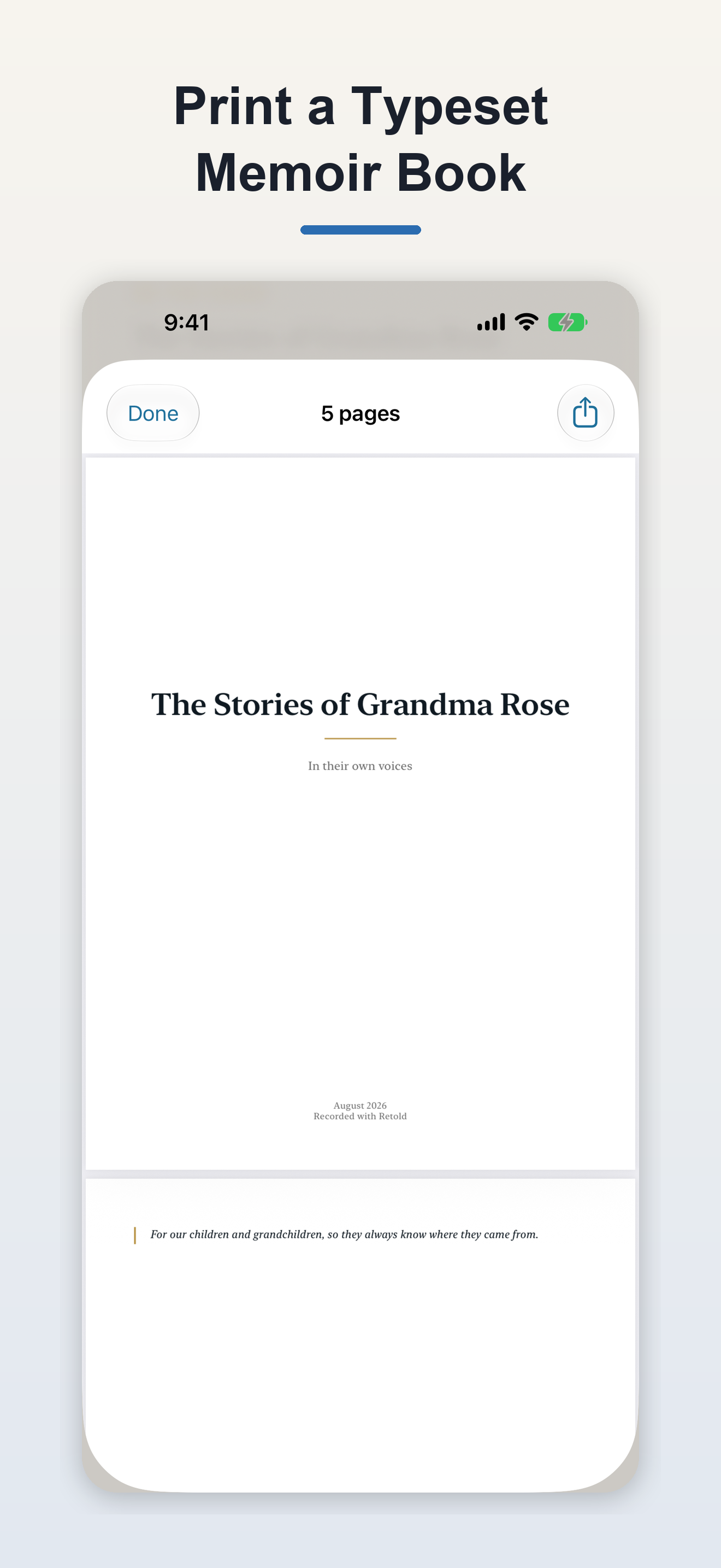 Generated memoir book cover